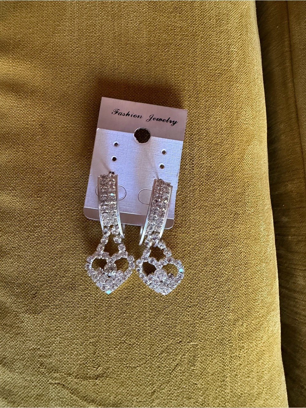 Fashion Jewelry Silver Crystal Heart Drop Earrings